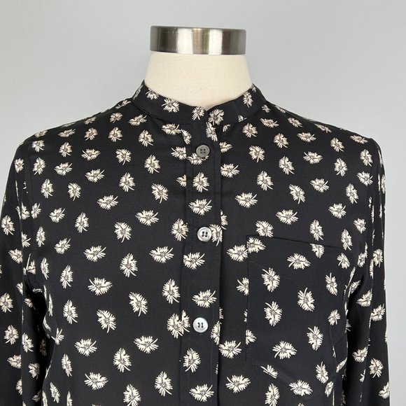 Isabel Marant Rusak Womens Silk Black Floral Long Sleeve Blouse size FR 34 XS - Picture 4 of 16